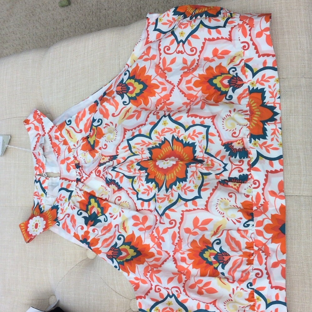 Boden Orange and Cream Floral Crop Top - Picture 11 of 14
